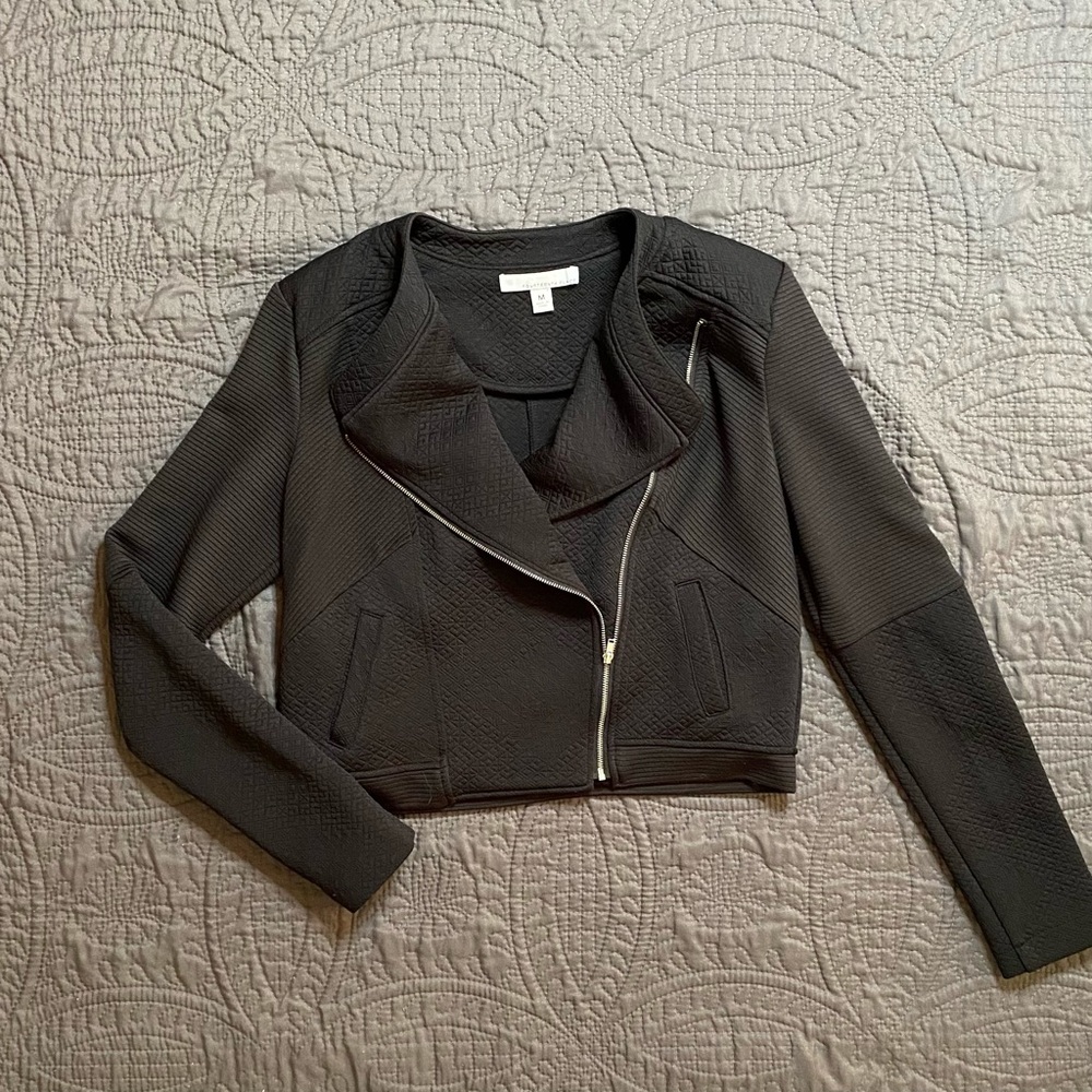 Fourteenth Place Black Textured Moto Jacket
